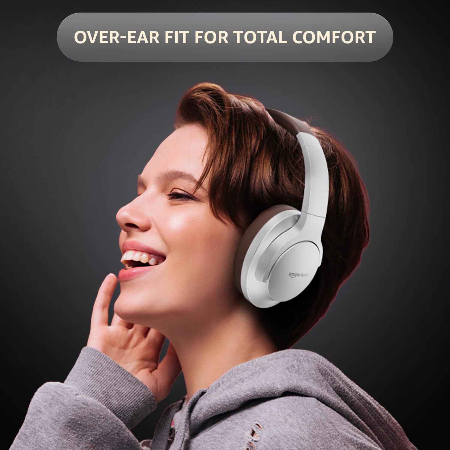 Amazon Basics Pro Series Wireless Noise Cancelling ANC Over Ear Headphone | Bluetooth Headset | USB Charging | 10 m Paring Distance | 74 Hours Battery Life | 40 mm Drivers | IPX4 Rated (Silver) - Image 2
