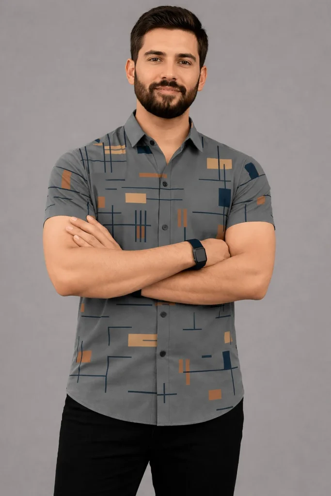 Solbiza Men Regular Fit Printed Slim Collar Casual Shirt